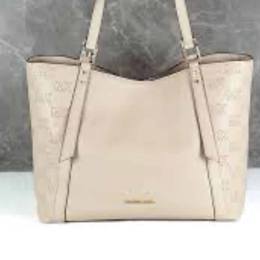 Michael Kors Alto Large Grab Bag Carryall Shoulder Tote Buff Pebbled Leather